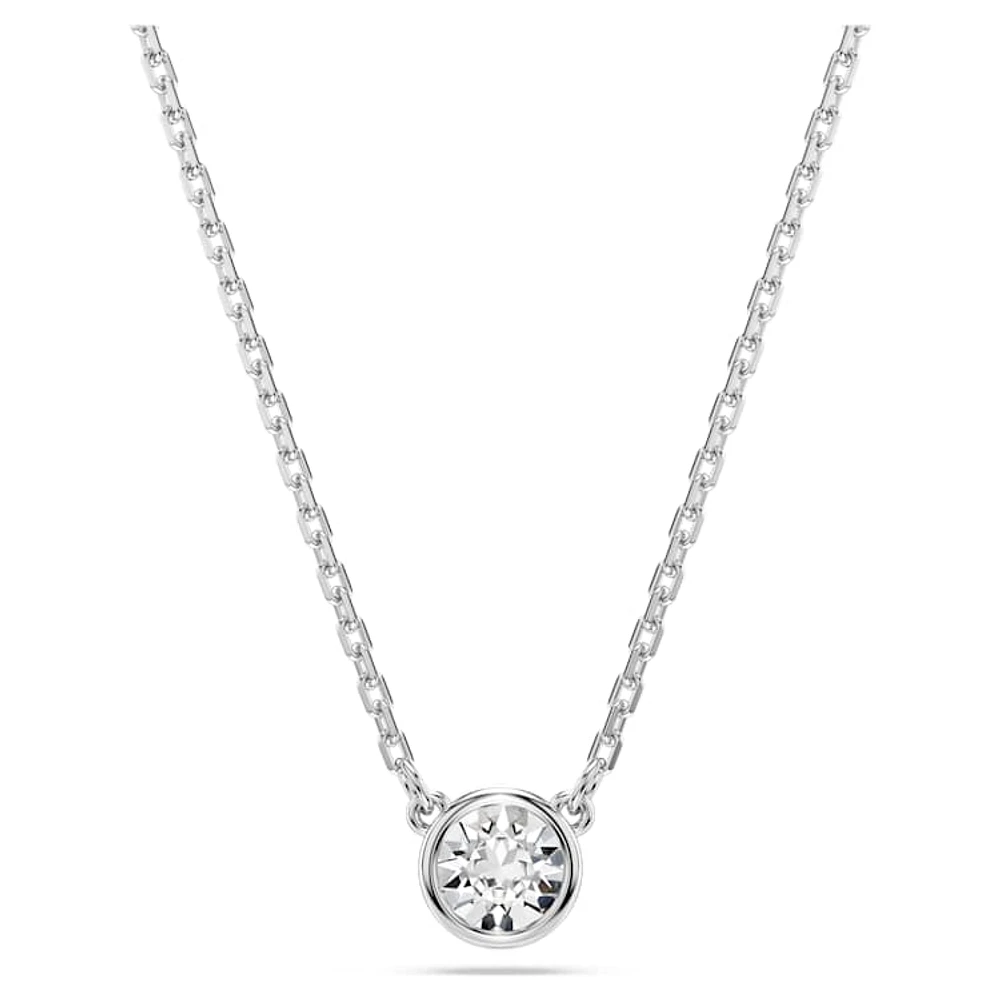 Imber pendant, Round cut, White, Rhodium plated by SWAROVSKI