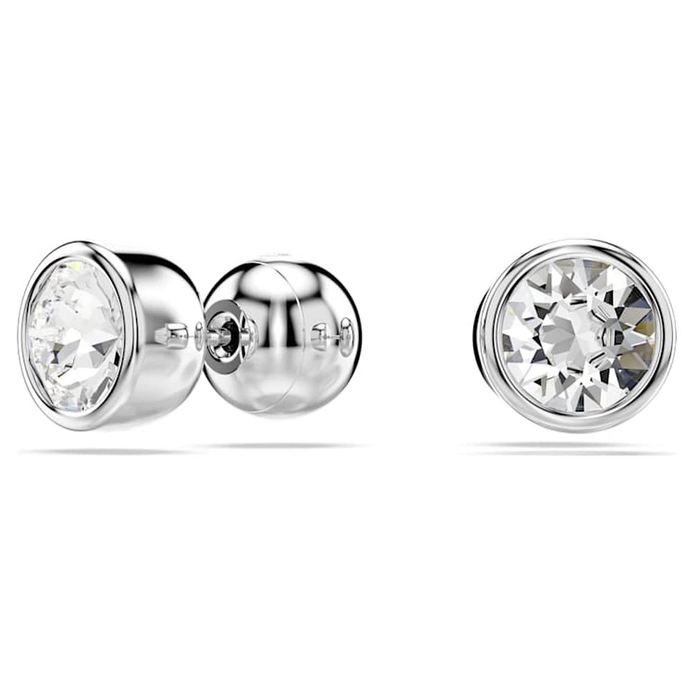 Imber stud earrings, Round cut, White, Rhodium plated by SWAROVSKI