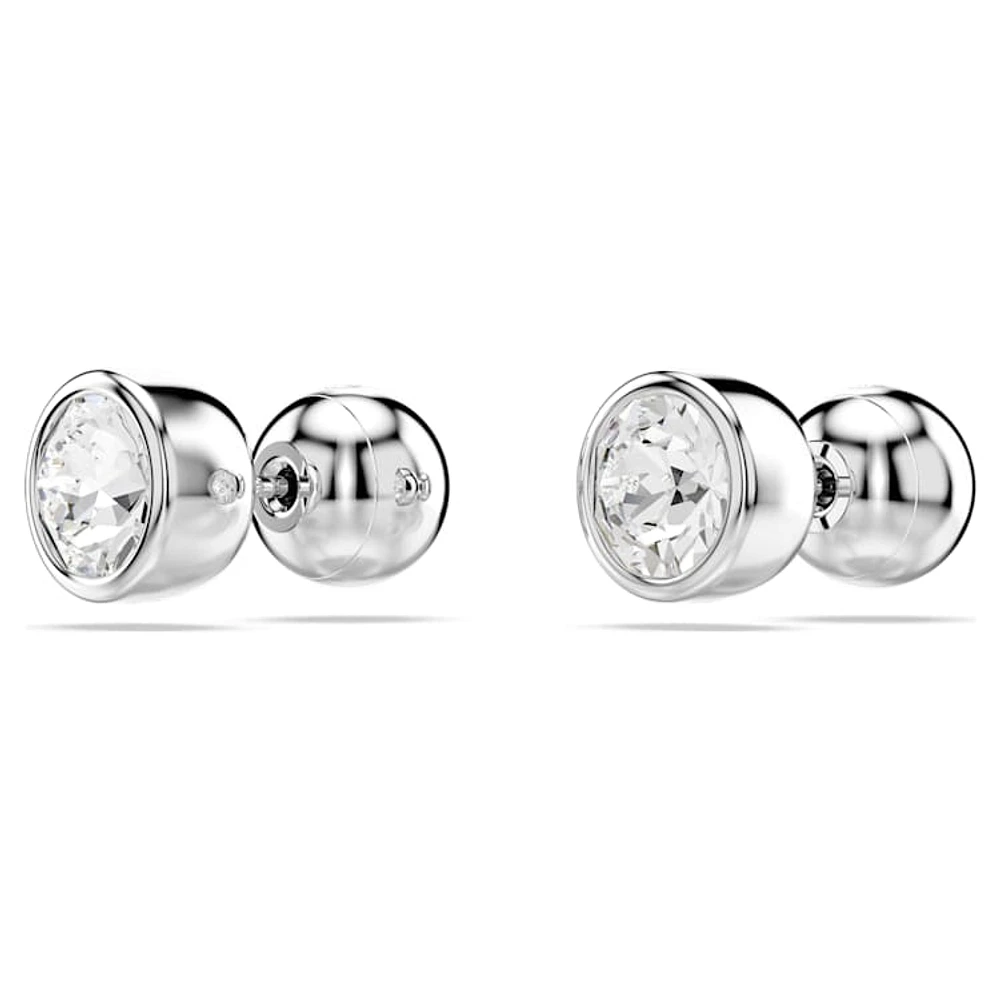 Imber stud earrings, Round cut, White, Rhodium plated by SWAROVSKI