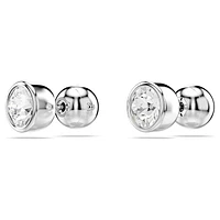 Imber stud earrings, Round cut, White, Rhodium plated by SWAROVSKI