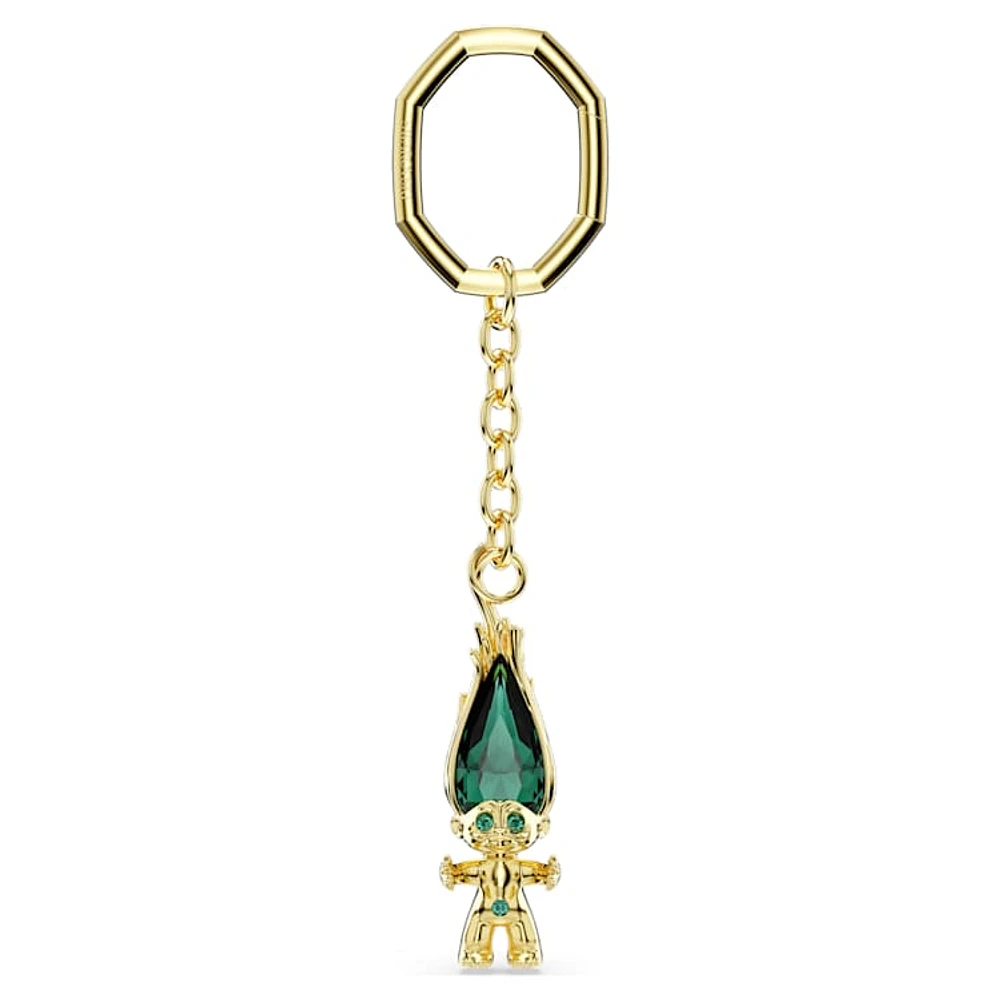 Good Luck Trolls key ring, Troll, Green, Gold-tone plated by SWAROVSKI