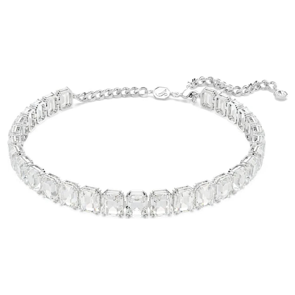 Millenia choker, Octagon cut, White, Rhodium plated by SWAROVSKI