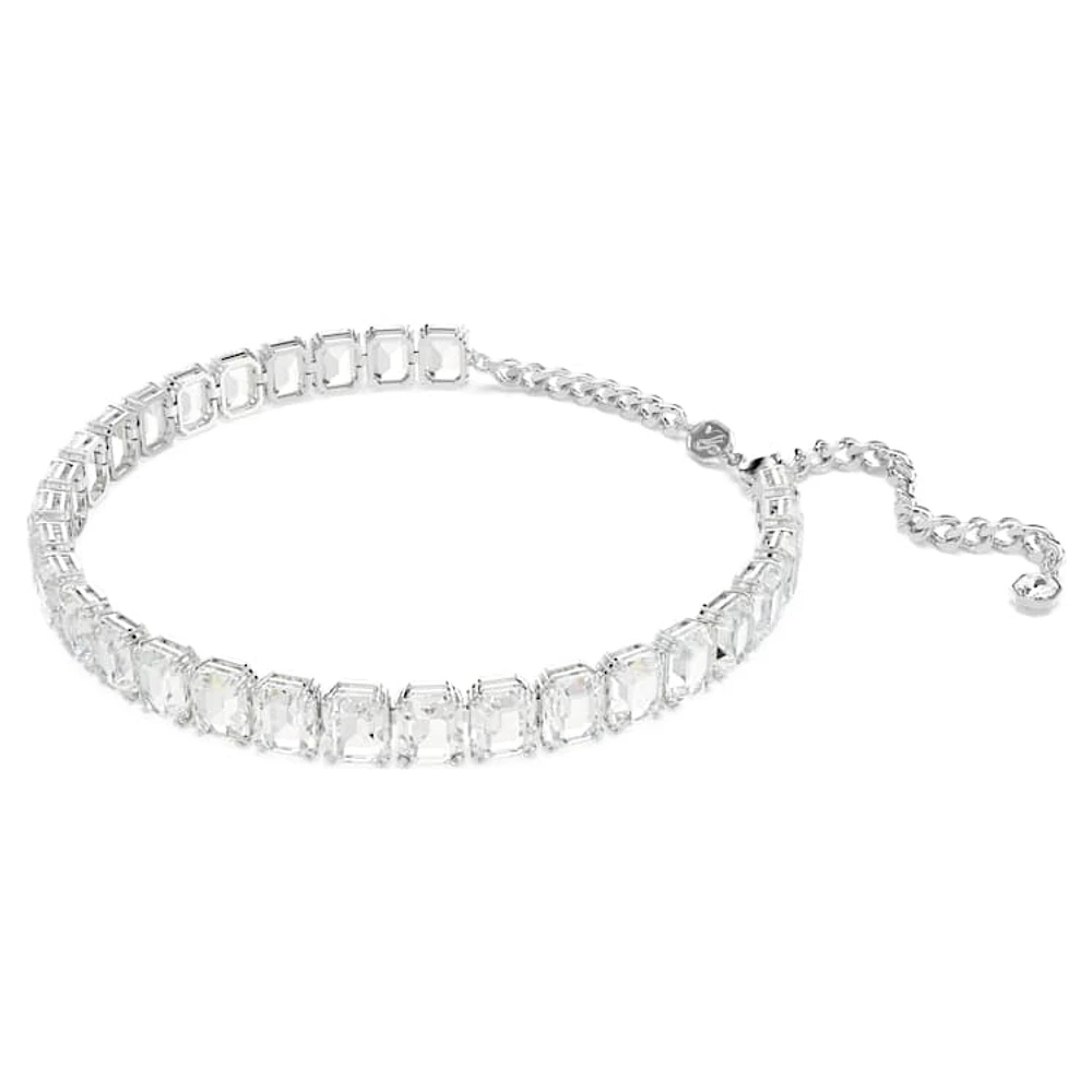 Millenia choker, Octagon cut, White, Rhodium plated by SWAROVSKI