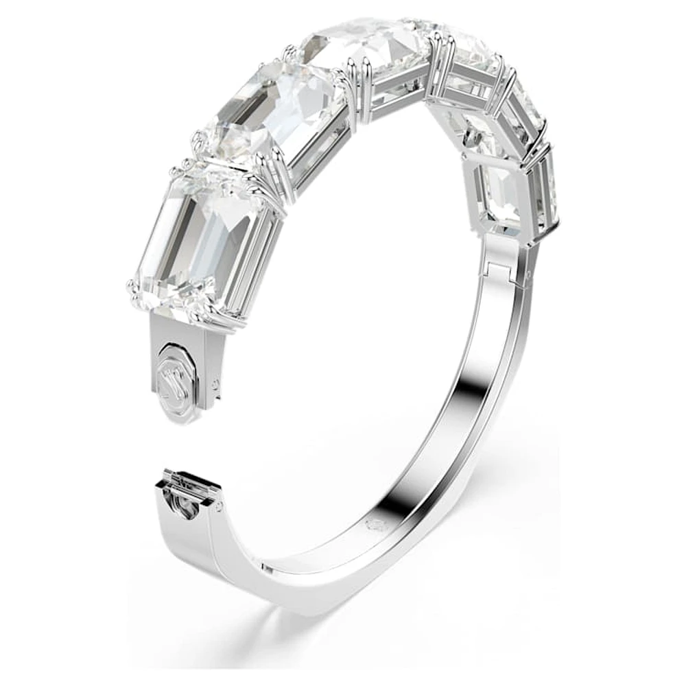 Millenia bangle, Octagon cut, White, Rhodium plated by SWAROVSKI