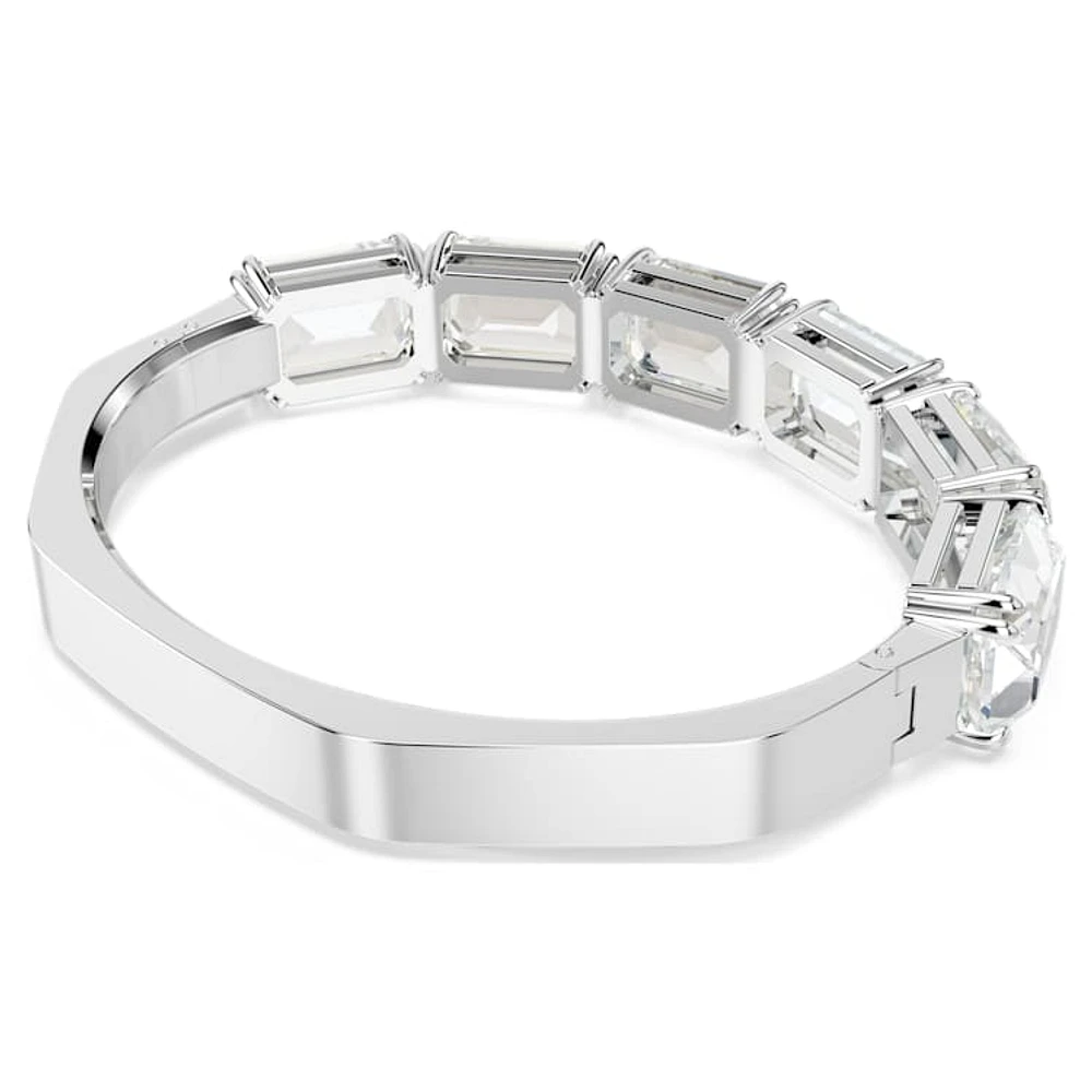 Millenia bangle, Octagon cut, White, Rhodium plated by SWAROVSKI