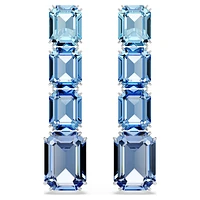 Millenia drop earrings, Octagon cut, Colour gradient, Blue, Rhodium plated by SWAROVSKI