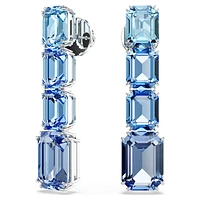 Millenia drop earrings, Octagon cut, Colour gradient, Blue, Rhodium plated by SWAROVSKI