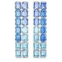 Millenia clip earrings, Octagon cut, Colour gradient, Long, Blue, Rhodium plated by SWAROVSKI