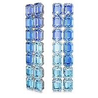 Millenia clip earrings, Octagon cut, Colour gradient, Long, Blue, Rhodium plated by SWAROVSKI