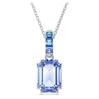 Millenia pendant, Octagon cut, Blue, Rhodium plated by SWAROVSKI