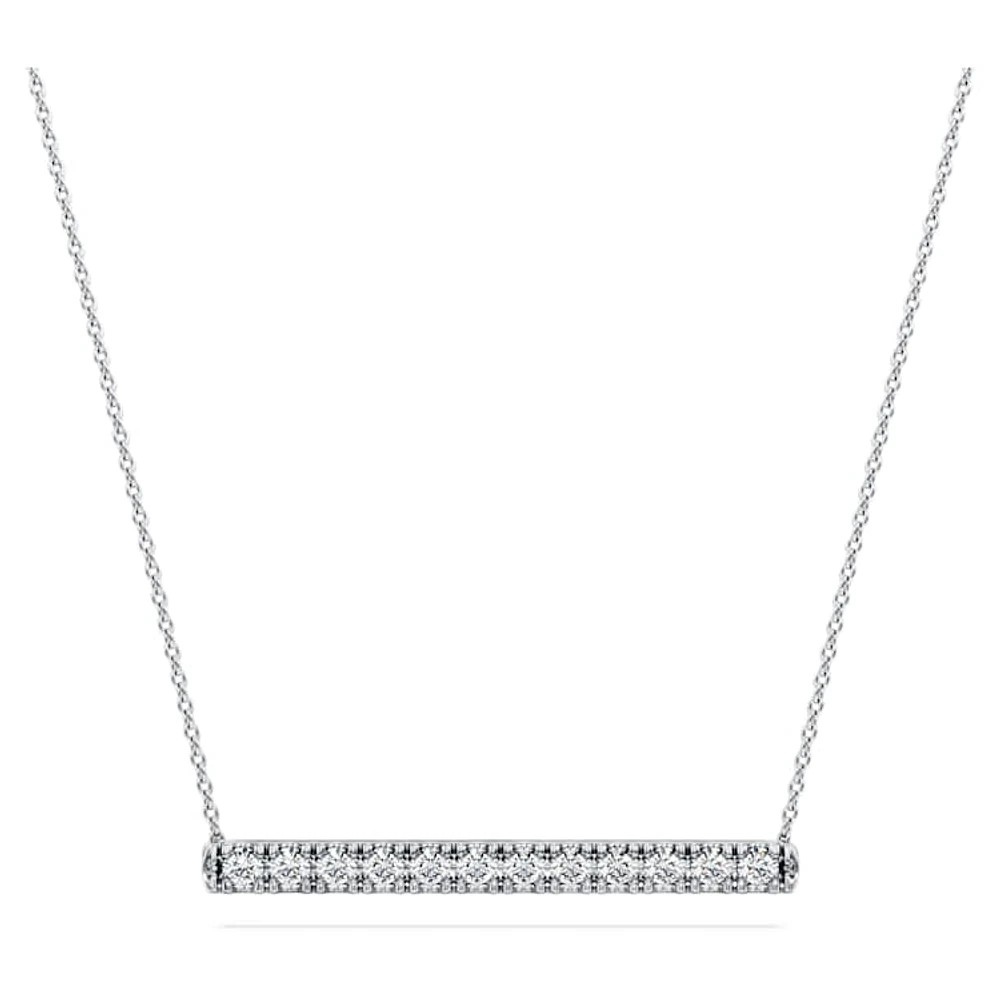 Eternity bar pendant, Lab-grown diamonds 0.5 ct tw, Round cut, 14K white gold by SWAROVSKI