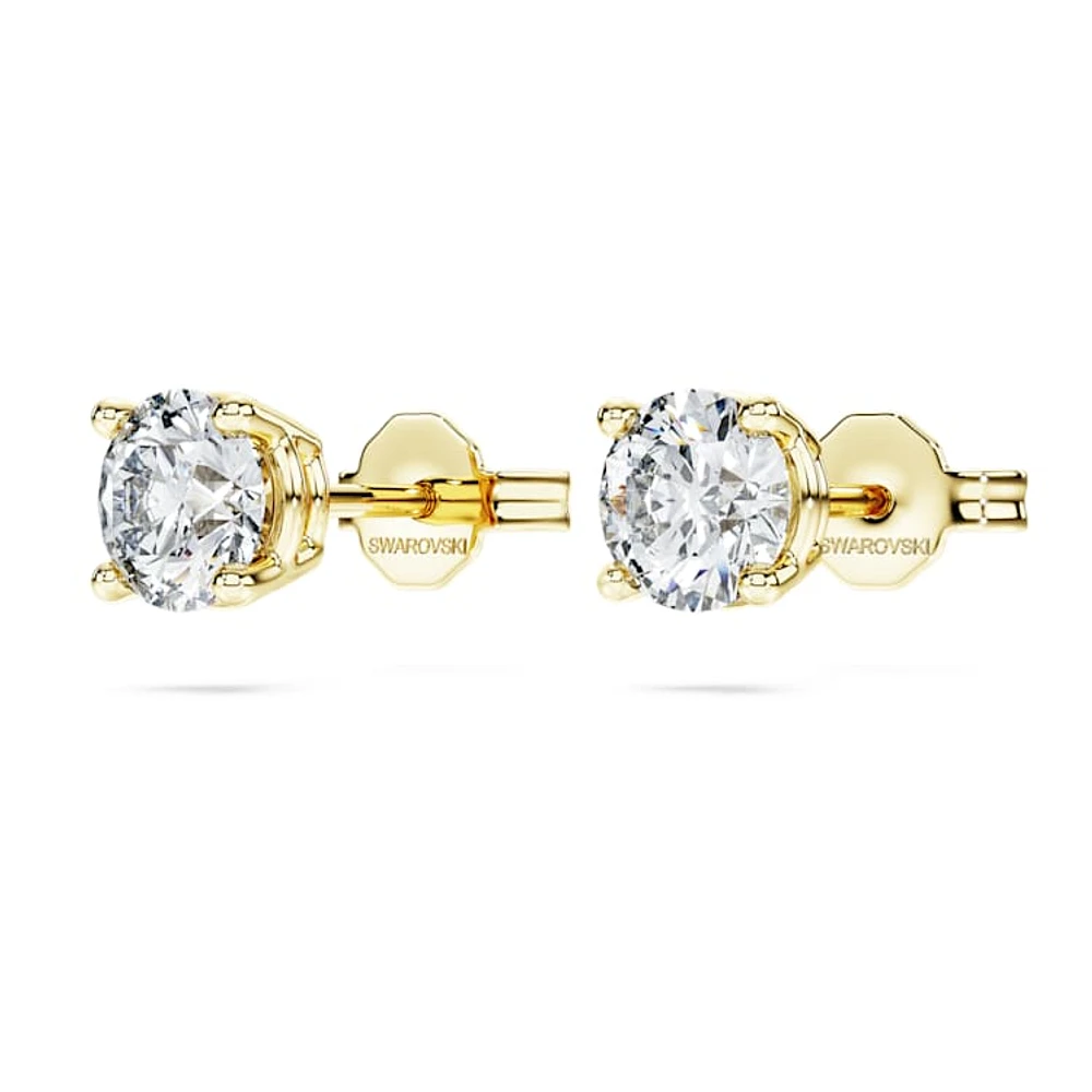 Eternity solitaire stud earrings, Lab-grown diamonds 1 ct tw, Round cut