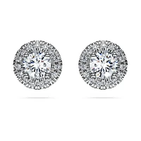 Eternity halo stud earrings, Lab-grown diamonds ct tw, Round cut