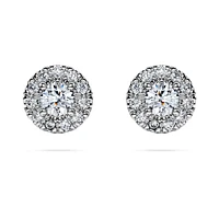 Eternity halo stud earrings, Lab-grown diamonds 0.45 ct tw, Round cut, Sterling silver by SWAROVSKI