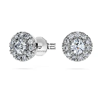 Eternity halo stud earrings, Lab-grown diamonds 0.45 ct tw, Round cut, Sterling silver by SWAROVSKI