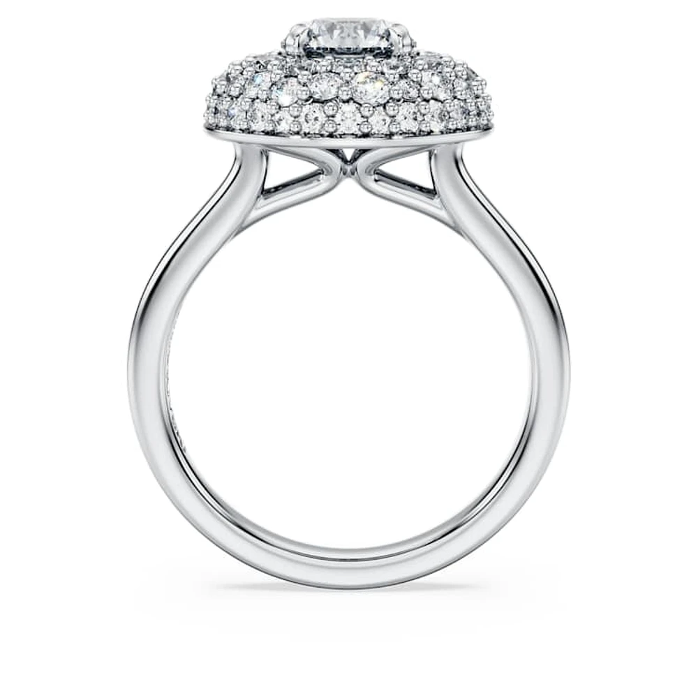 Eternity halo solitaire ring, Lab-grown diamonds 2 ct tw, Round cut, 14K white gold by SWAROVSKI