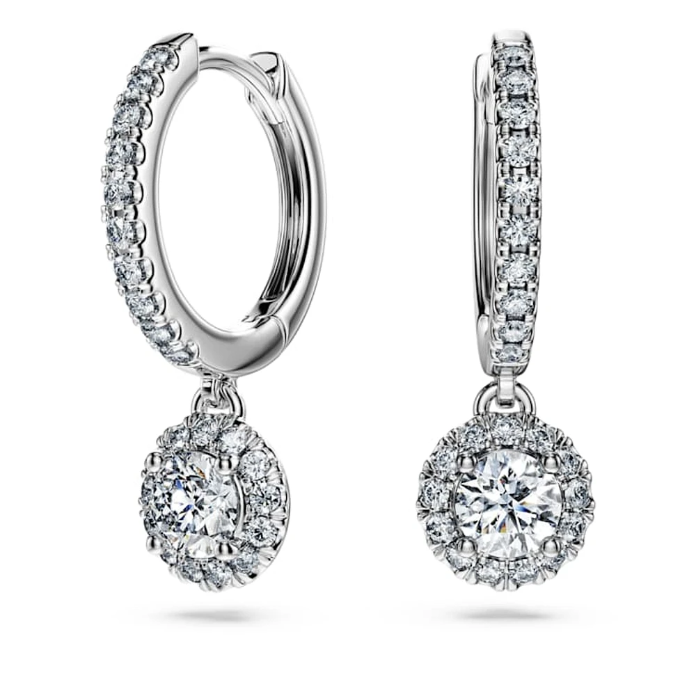 Eternity drop earrings, Lab-grown diamonds 1.1 ct tw, Round cut, 14K white gold by SWAROVSKI