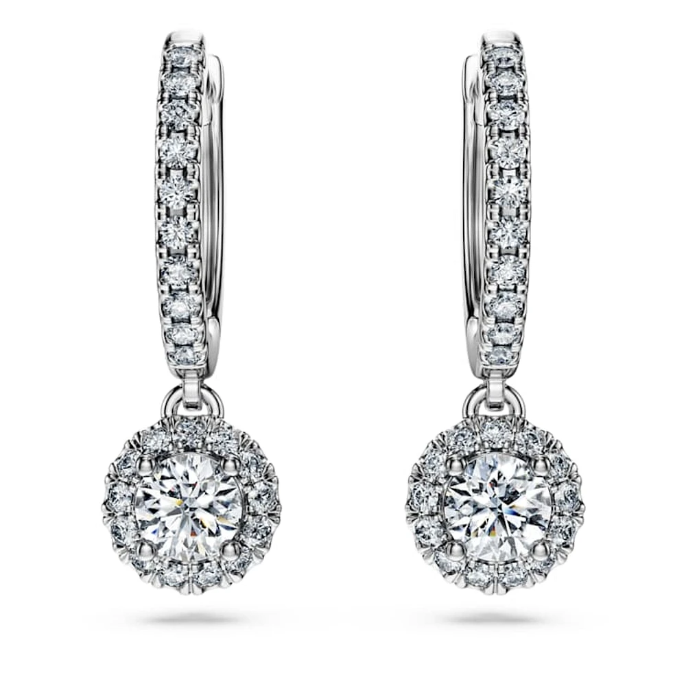 Eternity drop earrings, Lab-grown diamonds 1.1 ct tw, Round cut, 14K white gold by SWAROVSKI