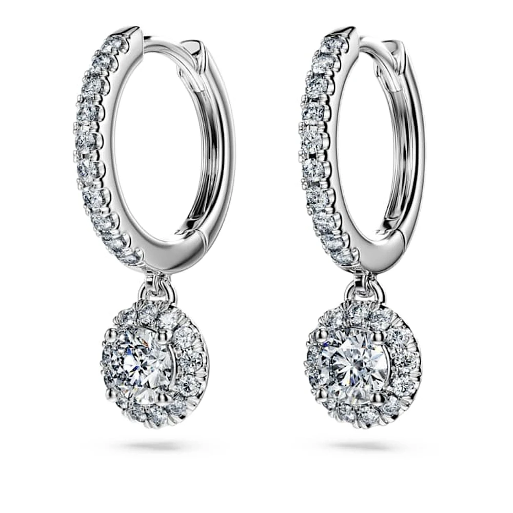 Eternity drop earrings, Lab-grown diamonds 1.1 ct tw, Round cut, 14K white gold by SWAROVSKI