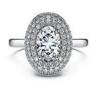 Eternity halo solitaire ring, Lab-grown diamonds 1.5 ct tw, Mixed cuts, 14K white gold by SWAROVSKI