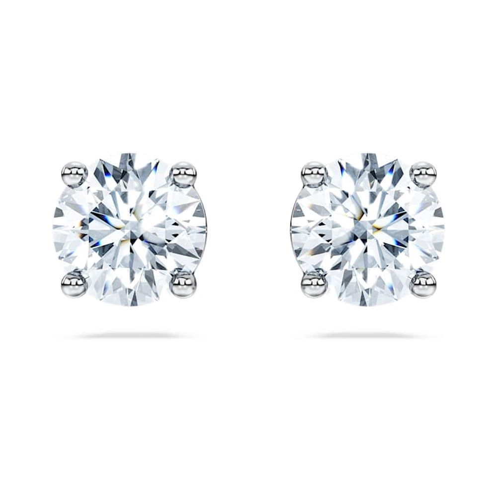 Eternity solitaire stud earrings, Lab-grown diamonds 2 ct tw, Round cut, 14K white gold by SWAROVSKI