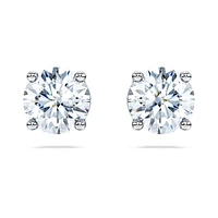 Eternity solitaire stud earrings, Lab-grown diamonds 2 ct tw, Round cut, 14K white gold by SWAROVSKI