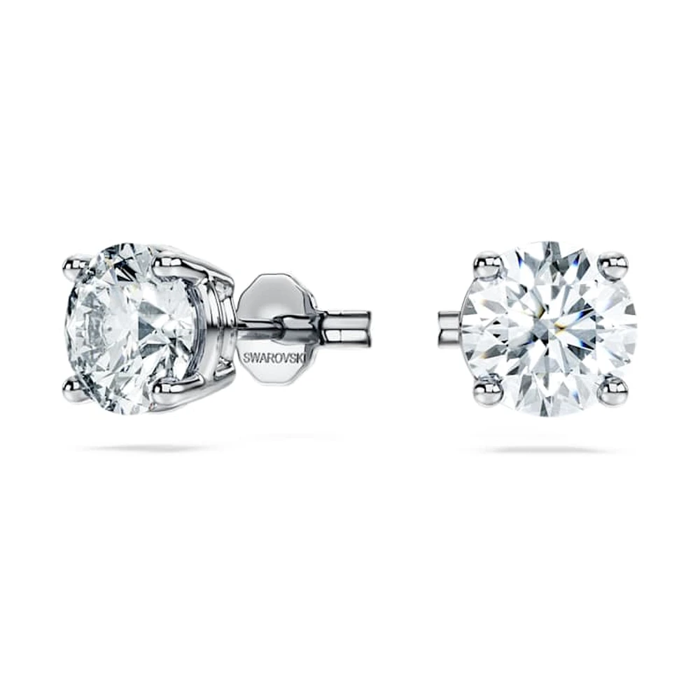 Eternity solitaire stud earrings, Lab-grown diamonds 2 ct tw, Round cut, 14K white gold by SWAROVSKI