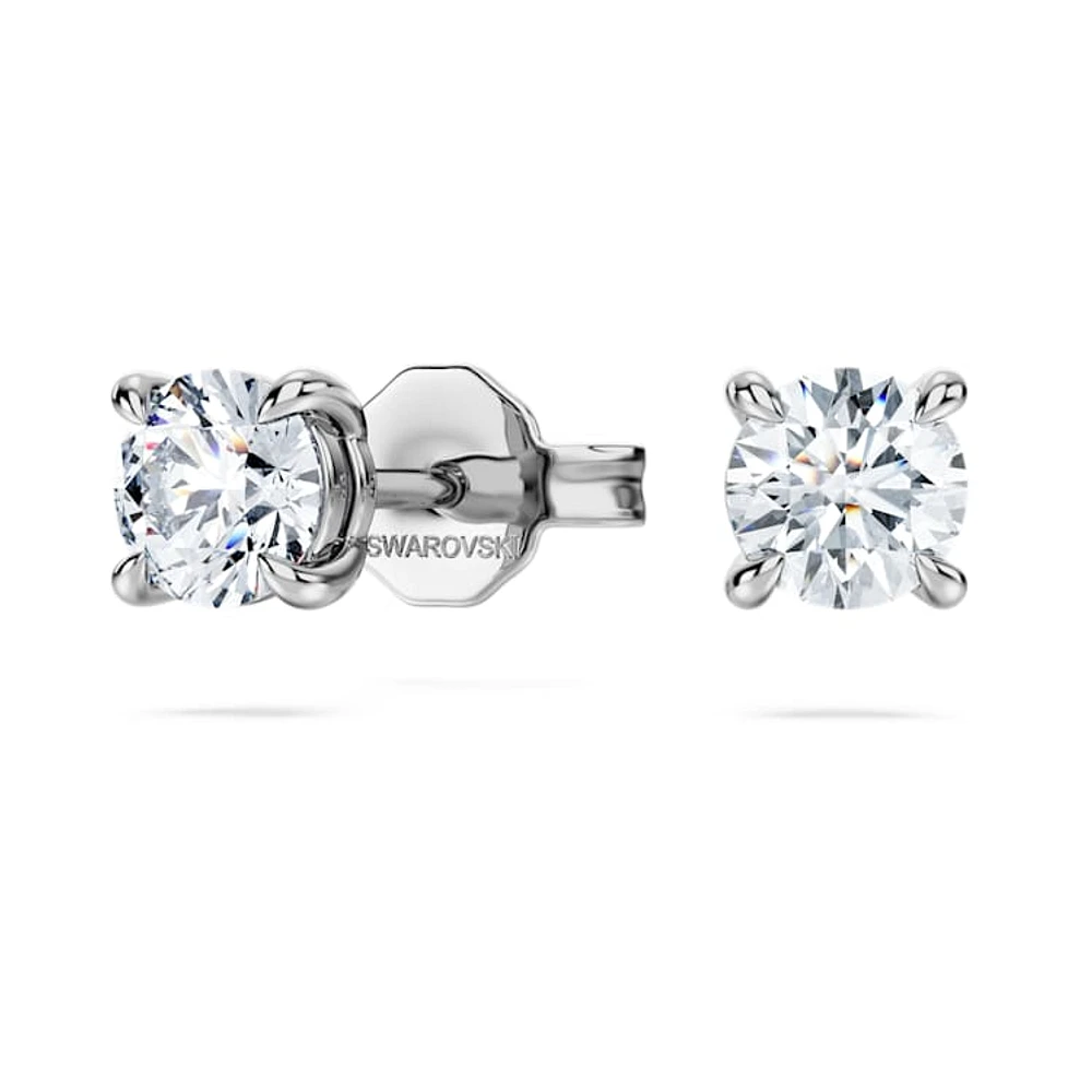 Eternity solitaire stud earrings, Lab-grown diamonds 0.5 ct tw, Round cut, 14K white gold by SWAROVSKI