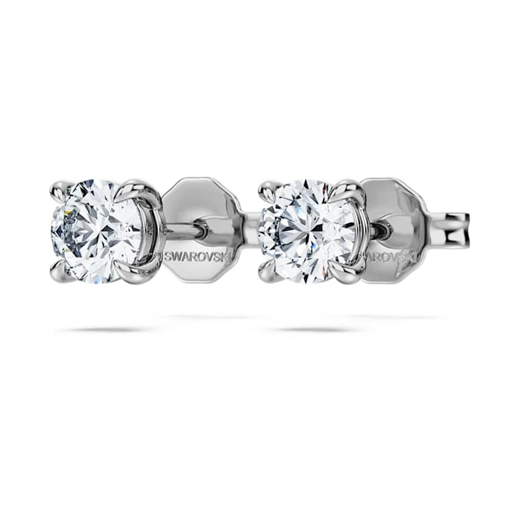 Eternity solitaire stud earrings, Lab-grown diamonds 0.5 ct tw, Round cut, 14K white gold by SWAROVSKI