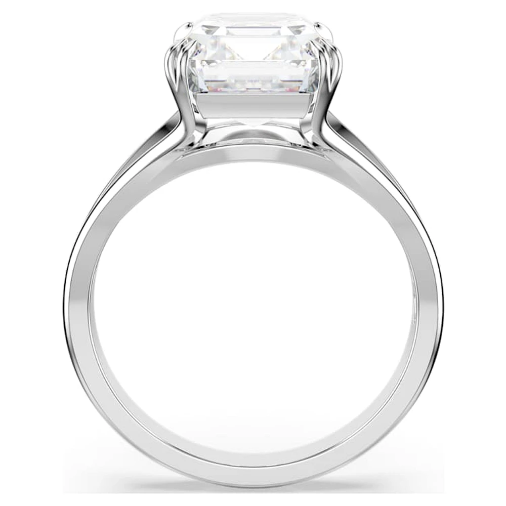 Stilla cocktail ring, Octagon cut, White, Rhodium plated by SWAROVSKI