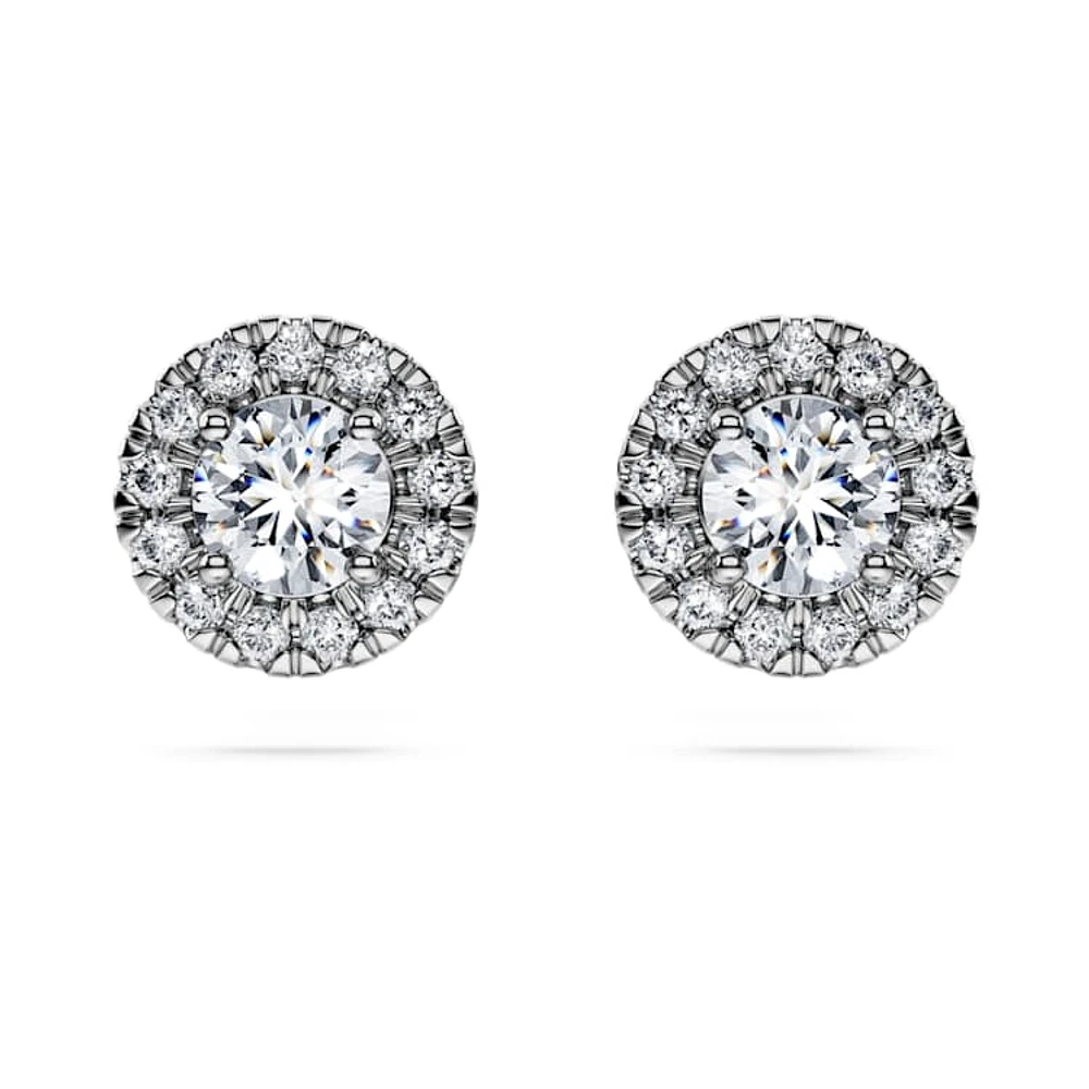 Eternity halo stud earrings, Lab-grown diamonds ct tw, Round cut