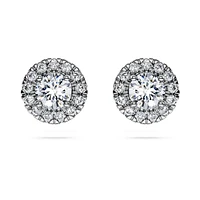 Eternity halo stud earrings, Lab-grown diamonds ct tw, Round cut