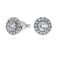 Eternity halo stud earrings, Lab-grown diamonds ct tw, Round cut