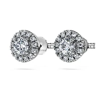 Eternity halo stud earrings, Lab-grown diamonds ct tw, Round cut