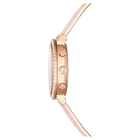 Matrix Tennis Chrono watch, Swiss Made, Leather strap, Pink, Rose gold-tone finish by SWAROVSKI