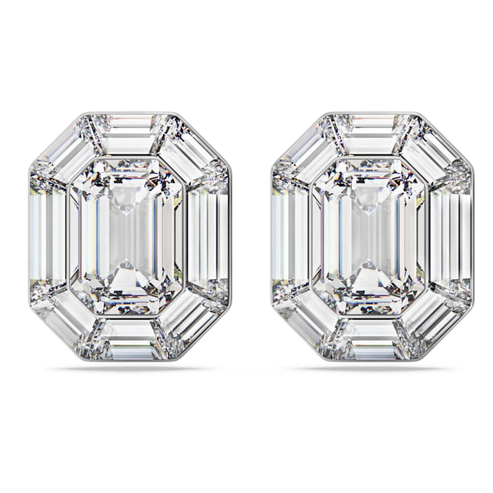 Lucent clip earrings, Octagon cut, White by SWAROVSKI