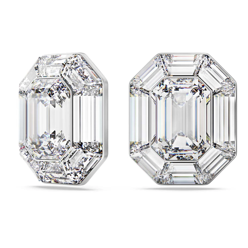 Lucent clip earrings, Octagon cut, White by SWAROVSKI