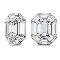 Lucent clip earrings, Octagon cut, White by SWAROVSKI