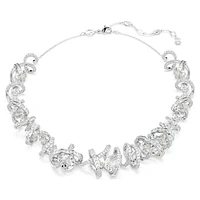 Hyperbola necklace, Mixed cuts, White, Rhodium plated by SWAROVSKI