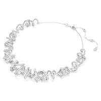 Hyperbola necklace, Mixed cuts, White, Rhodium plated by SWAROVSKI