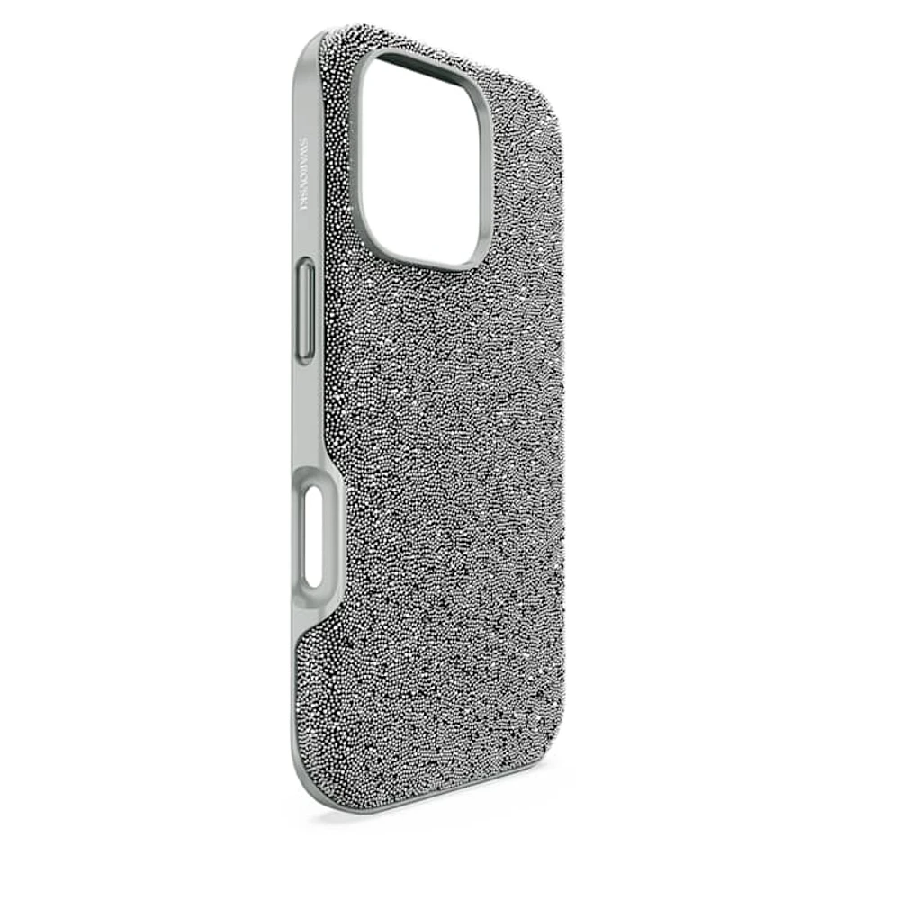 High smartphone case, iPhone® 16 Pro, Silver Tone by SWAROVSKI