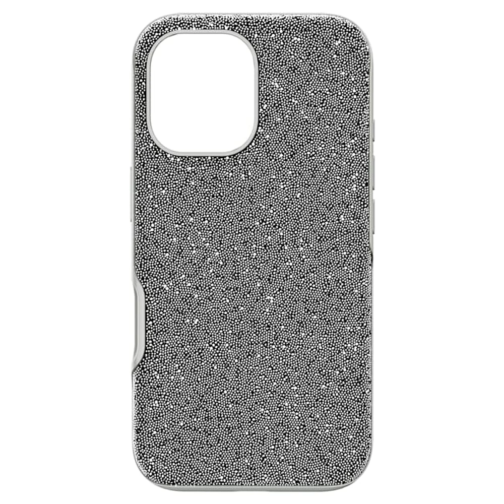 High smartphone case, iPhone® 16, Silver Tone by SWAROVSKI