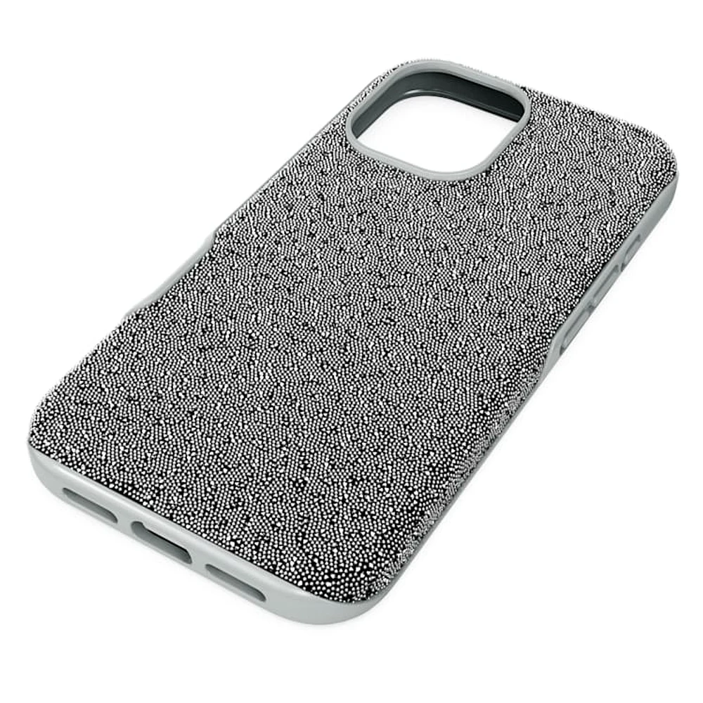 High smartphone case, iPhone® 16, Silver Tone by SWAROVSKI