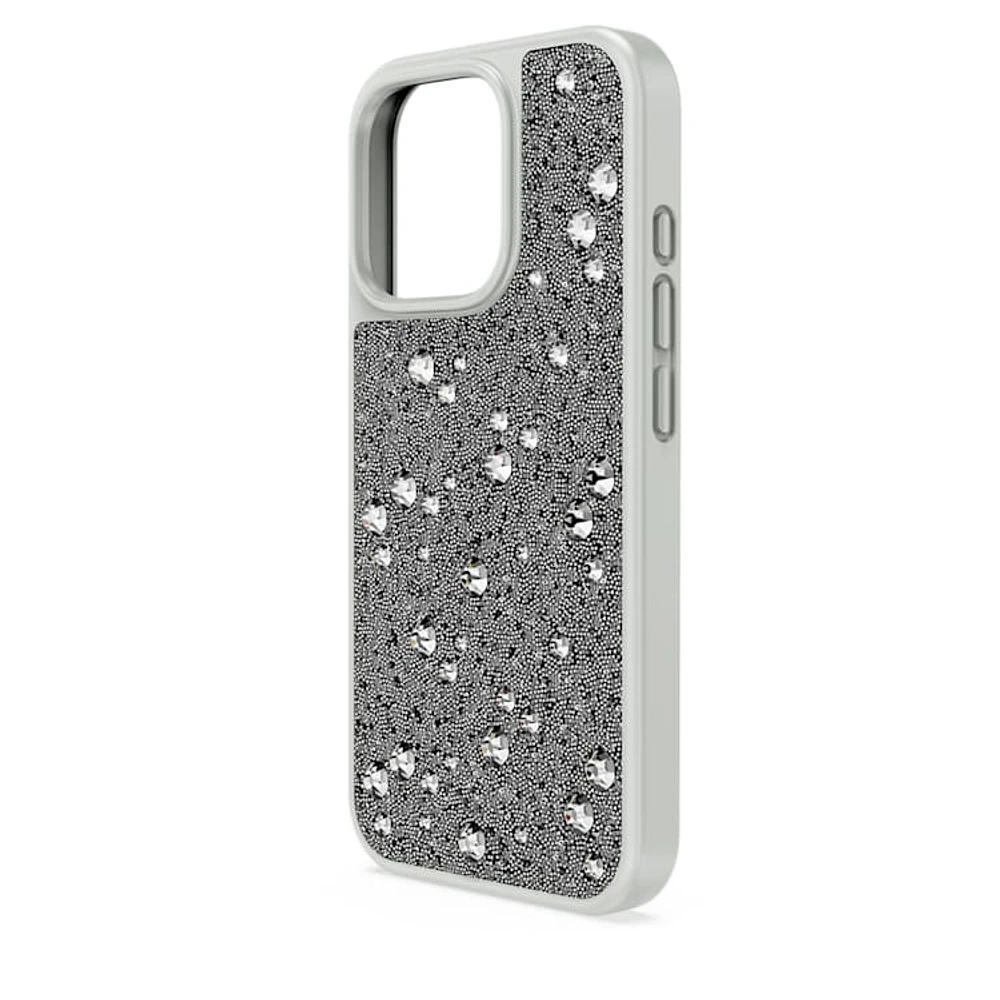 High smartphone case, Scattered design, iPhone® 16 Pro, Silver Tone by SWAROVSKI