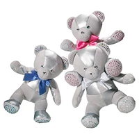 Build-A-Bear Birthstone Bear collectible, Featuring Swarovski® crystals, Teddy bear, April, Silver tone by SWAROVSKI