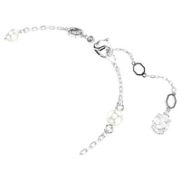 Snake bracelet, Crystal pearl, Mixed cuts, Year of the Snake, White, Rhodium plated by SWAROVSKI