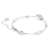 Snake bracelet, Crystal pearl, Mixed cuts, Year of the Snake, White, Rhodium plated by SWAROVSKI