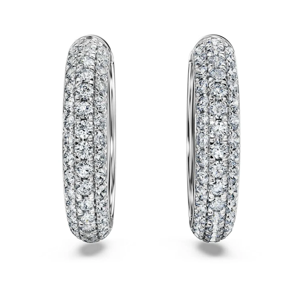 Eternity hoop earrings, Lab-grown diamonds 2 ct tw, Round cut, 14K white gold by SWAROVSKI