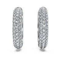 Eternity hoop earrings, Lab-grown diamonds 2 ct tw, Round cut, 14K white gold by SWAROVSKI