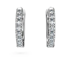 Eternity hoop earrings, Lab-grown diamonds 0.1 ct tw, Round cut, Small, 14K white gold by SWAROVSKI